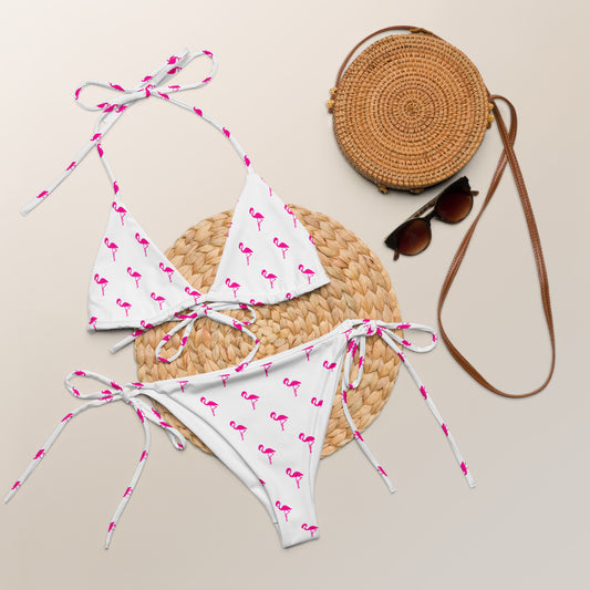 The Pink Flamingo White Bikini
